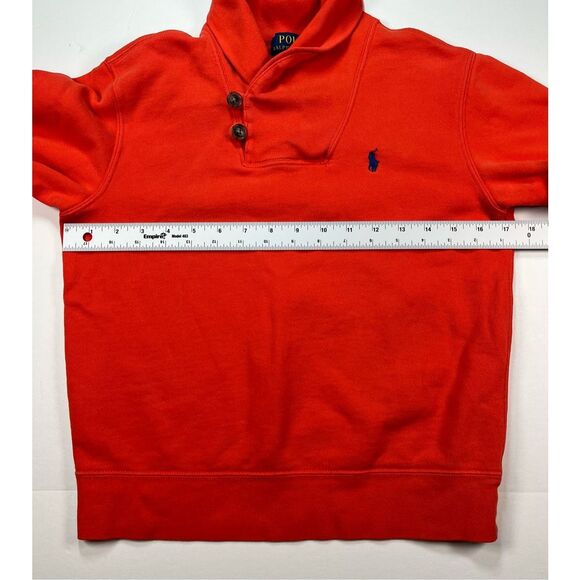 Polo Ralph Lauren Boy Shawl Collar Orange Pullover Pony Embroidered Size Small 8 - Picture 7 of 7